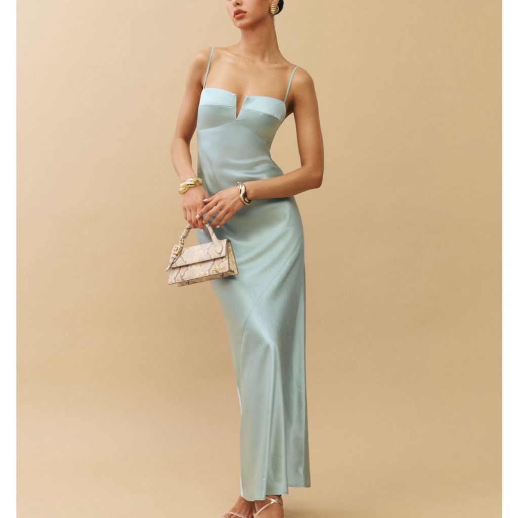 Reformation Light Turquoise Maxi Dress